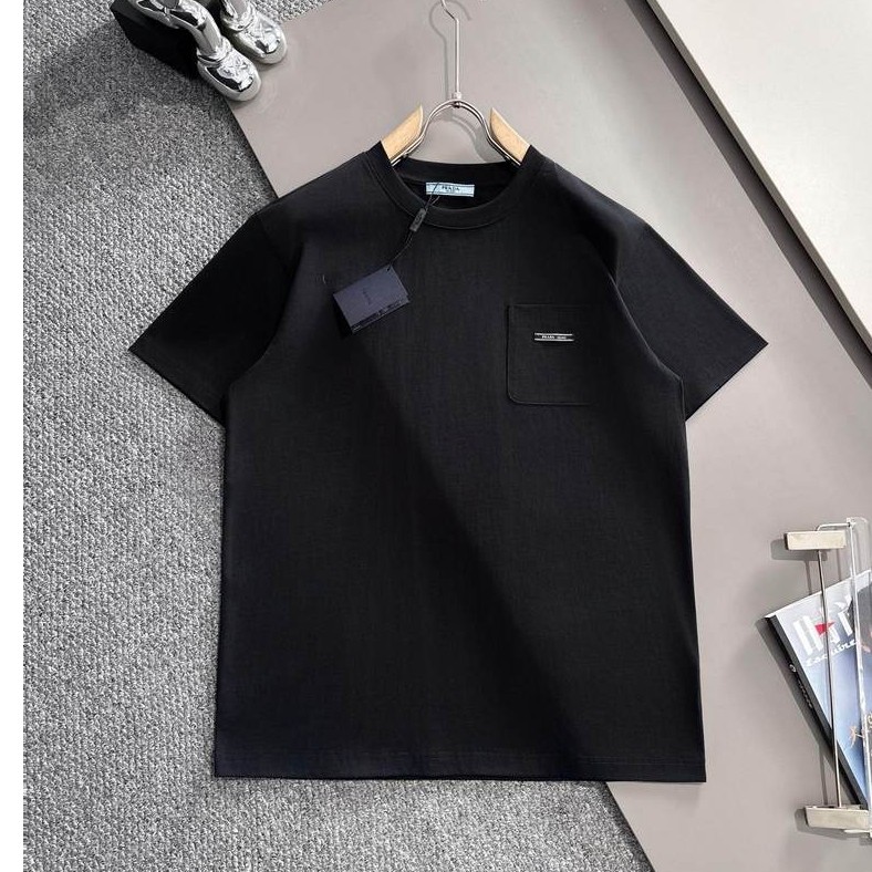 Prada/Prada 2026 Early Spring เสื้อยืดแขนสั้นสไตล์ใหม่ชายหญิงคู่สไตล์Co-BrandedรอบคอSlim-Fitธุรกิจกี