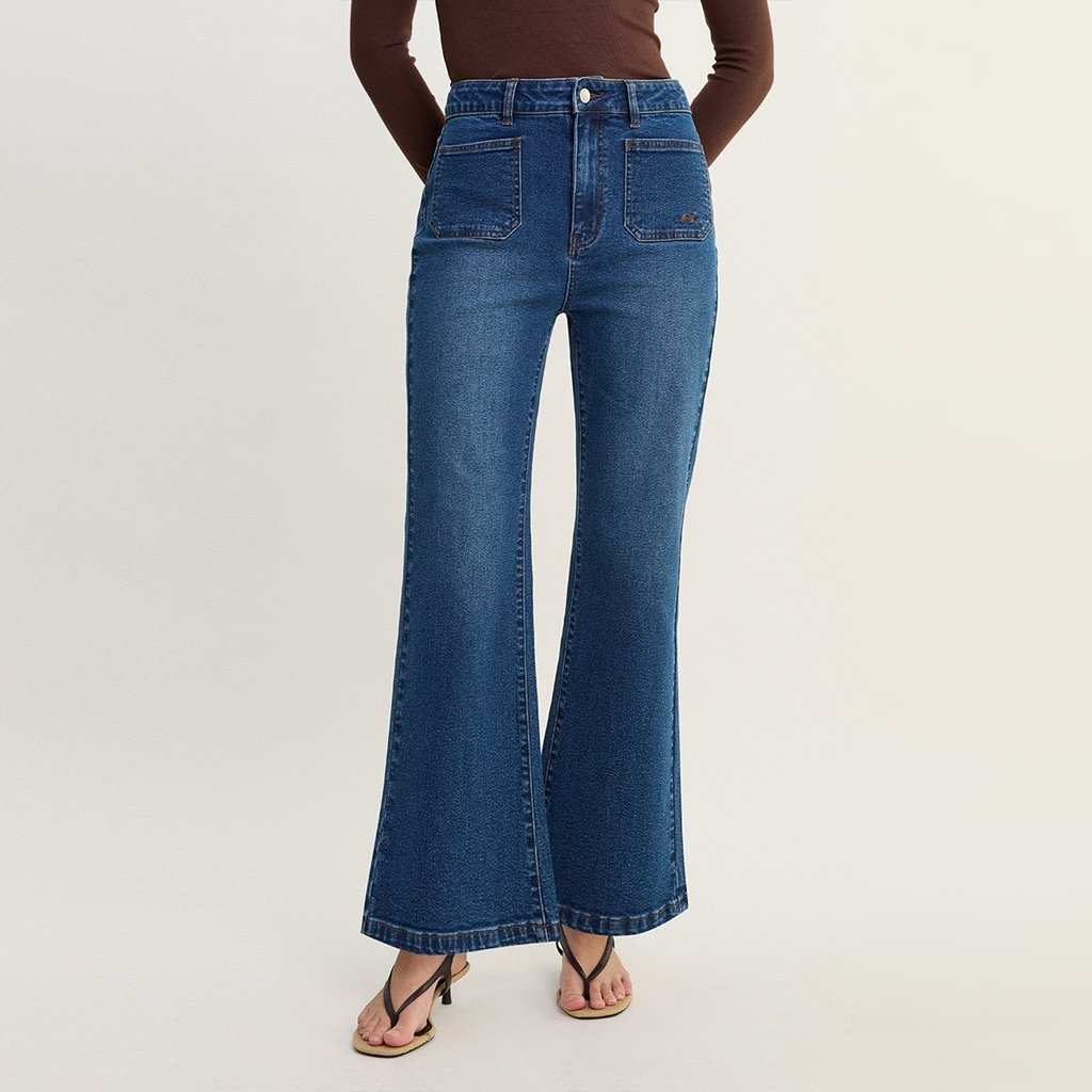 [Pomelo] กางเกงยีนส์ขาบานเอวสูง / High Rise Flare Jeans — صورة 7