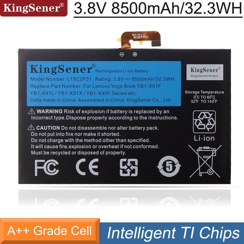 KingSener L15C2P31 8500MAh แบตเตอรี่แล็ปท็อปสำหรับ Lenovo Yoga Book YB1-X91F X91L X91X YB1-X90F YB1-