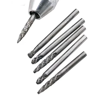 5PCSหัวเจียรคาร์ไบด์ แกน3มิล หัวโต3มิล - Carbide Rotary Files สำหรับแกะสลักไม้ อลูมิเนียม