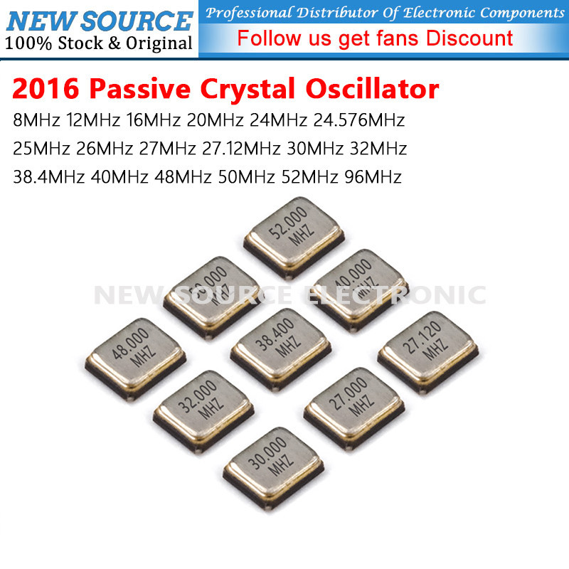 [1 ชิ้น] 2016 Passive Crystal Oscilator 4Pin 8MHz 12MHz 16MHz 20MHz 24MHz 24.576MHz 25MHz 26MHz 27MH