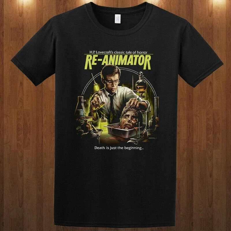 เสื้อยืดคอตตอนพรีเมียม DTG ลายภาพยนตร์ซอมบี้คลาสสิก Re-Animator