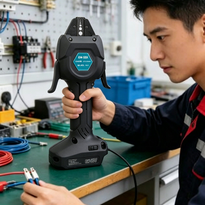 คีมจีบขั้วแบบกดเย็น EW-50X คีมย้ำไฟฟ้าแบบชาร์จได้ คีมจีบแบบท่อฉนวนสำเร็จรูปสำหรับขั้วเปลือย