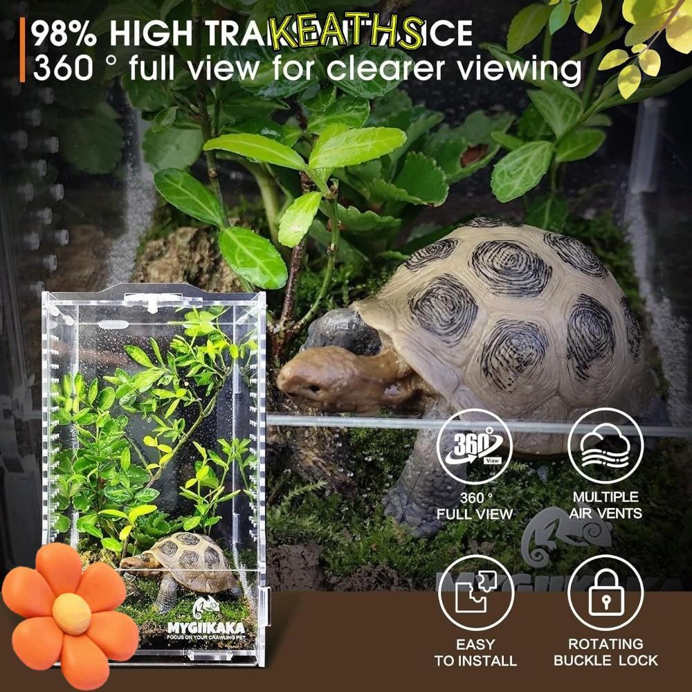 KEATHS Jumping Spider Enclosure, หัวเข็มขัดโปร่งใสล็อค Spider House, อะคริลิคหนีหลักฐาน Breathableed สัตว์เลื้อยคลานถังให้อาหารอุปกรณ์สัตว์เลี้ยงขนาดเล็ก