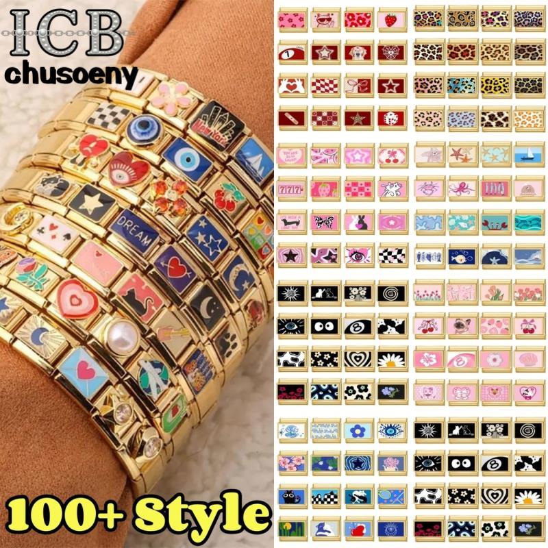 ไอซีบี ร้อน100ภาพอิตาลีเสน่ห์แบบแยกส่วนสร้อยข้อมือไทเทเนียมเหล็กปั๊มคู่ ทําเอง สร้อยข้อมืออุปกรณ์เสริม