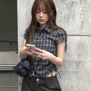 Cuties W725 เสื้อเชิ้ตลายสก๊อต สไตล์เกาหลี เสื้อเชิ้ตสไตล์สบาย เสื้อแขนสัน ดีไซน์สุดคลาสสิก ขนาด S-XL สำหรับทุกโอกาส