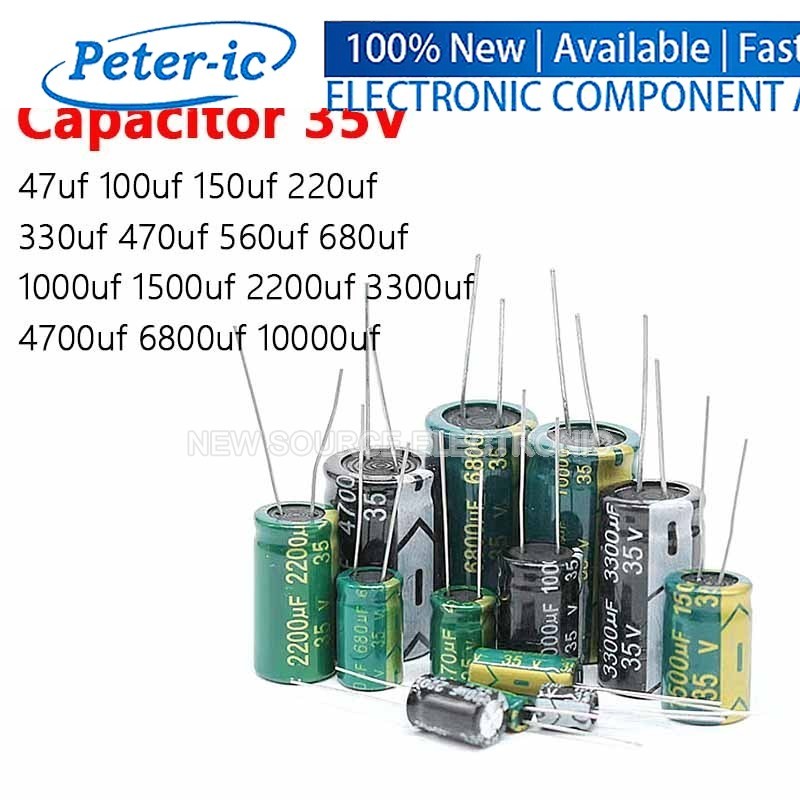 (1-50 ชิ้น) 35V Electrolytic Capacitor 47uf 100uf 150uf 220uf 330uf 470uf 560uf 680uf 1000u