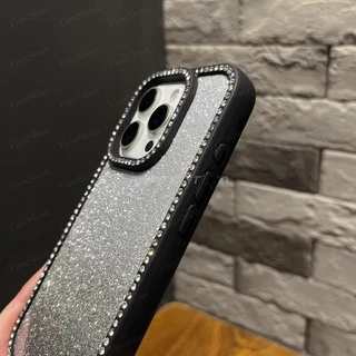 Sparkle Gradual เปลี่ยนเพชร Jewelled โทรศัพท์สําหรับ IPhone 11 12 13 14 15 16 17 Pro Max Air Plus กันกระแทก Glitter กันชนใสกลับกรณีฝาครอบ