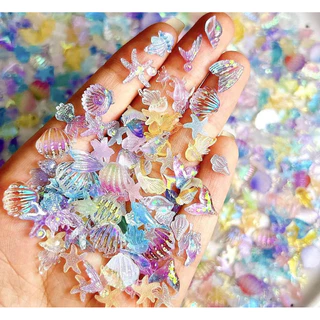 Aurora Mermaid Resin เรซินออโรร่า ธีมทะเล 50ชิ้น รูปนางเงือก เปลือกหอย ปลาดาว ตกแต่งเล็บ 🚀 พร้อมส่งทันที