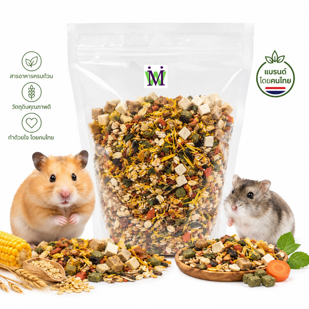 อาหารหนูแฮมสเตอร์ ทุกสายพันธุ์mushi500g ส่วนผสมครบถ้วน 30กว่าชนิด อาหารหนู อาหารหนูแฮมเตอร์ อาหารแฮมเตอร์ อาหารแฮมสเตอร์
