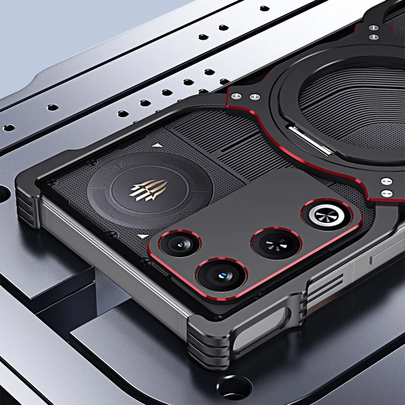 Magnetic Metal Armor เคสไร้ขอบแบบถอดได้สําหรับ ZTE red magic 11 Air / 10 Air Lens Protective Bumper Cover Case