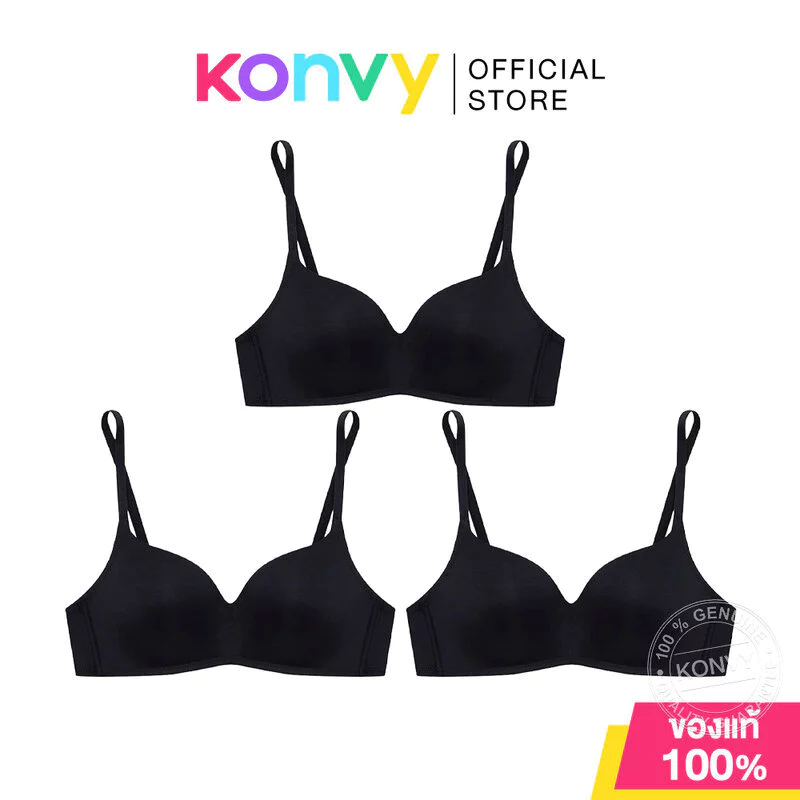 [Set 3 ชิ้น เฉลี่ยชิ้นละ 249.-] Sabina Pretty Perfect Level 1 Wireless #Black เสื้อชั้นใน ซาบีน่า ไร้โครง สีดำ