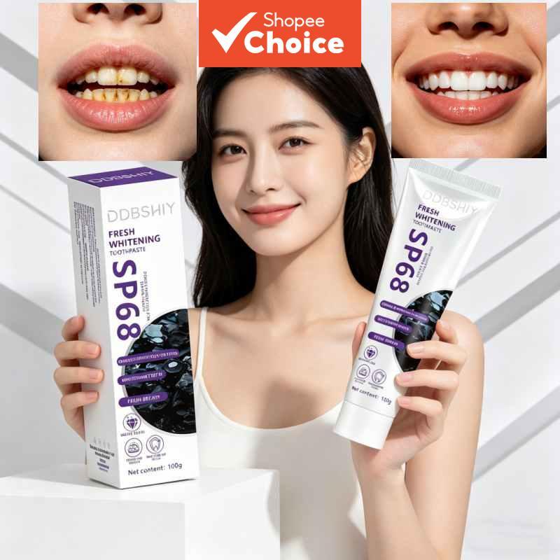 ยาสีฟัน SP68 สูตร Fresh Whitening ช่วยลดคราบเหลืองฝังลึก ลมหายใจสดชื่นยาวนาน