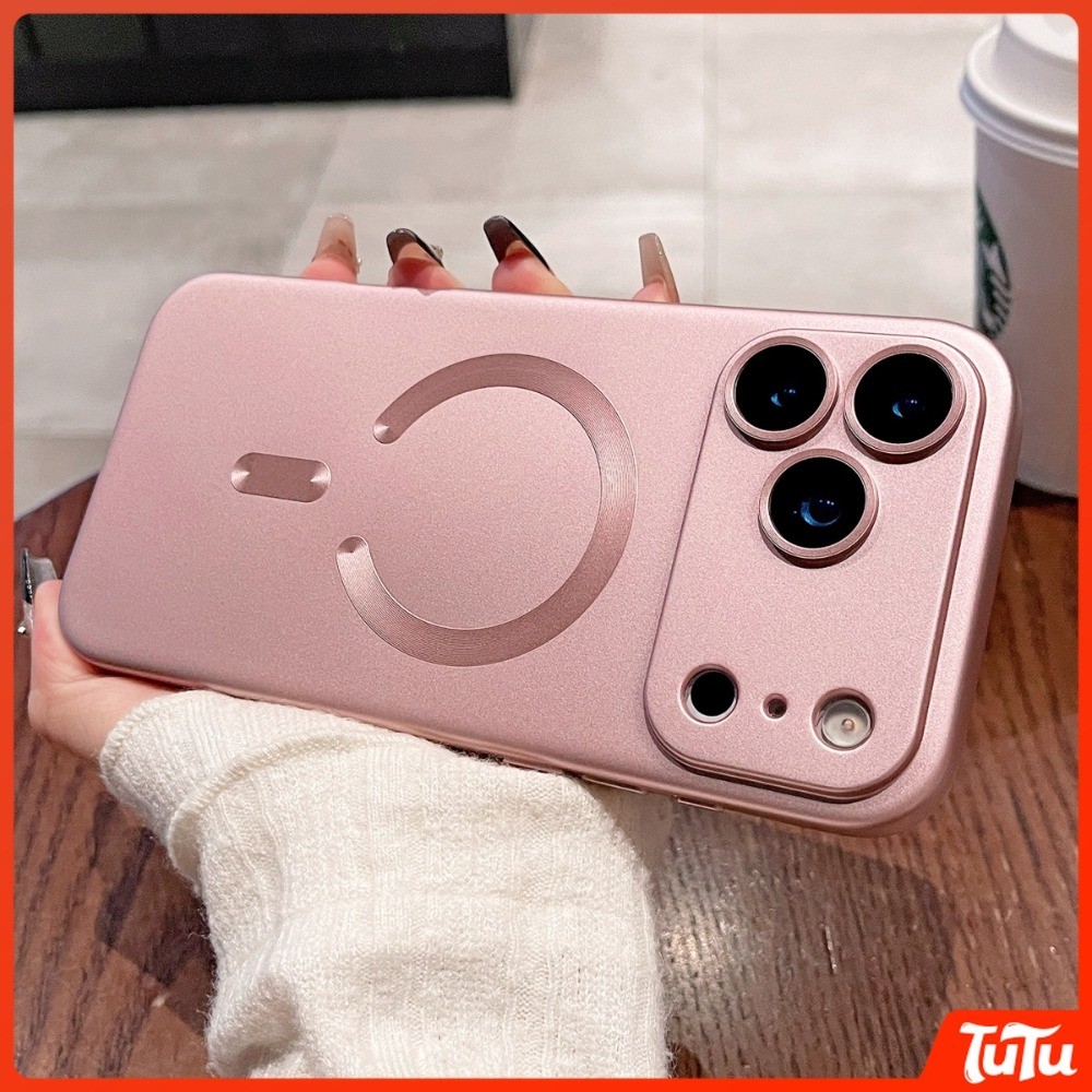 TuTu สีเมทัลลิคแม่เหล็กสําหรับแม่เหล็กสําหรับiPhone 17 Air 16 E 15 14 Plus 13 12 11 Pro Maxเลนส์ชาร์จไร้สายป้องกันเคสโทรศัพท์