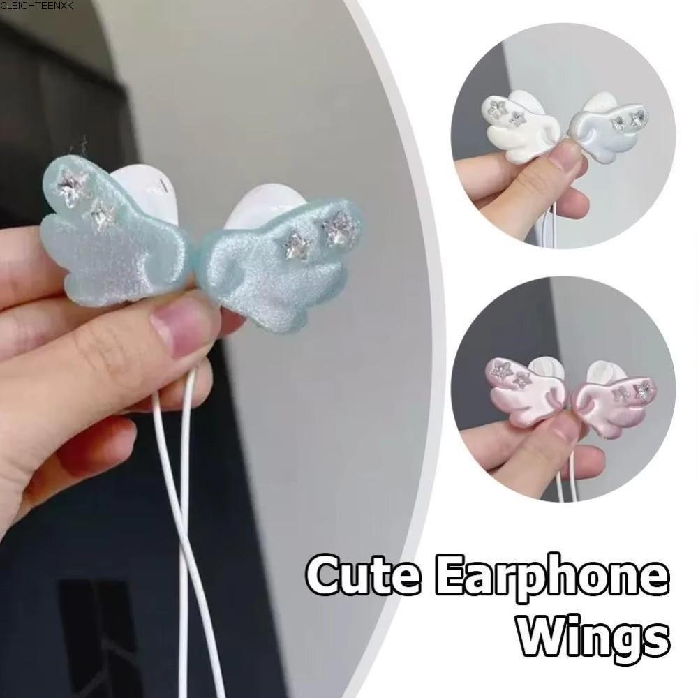 CLEIGHTEEN8H ตกแต่งหูฟัง, Angel Wing Y2K อุปกรณ์เสริมหูฟัง, Star Gem Accent การติดตั้งแบบไร้ความเสีย