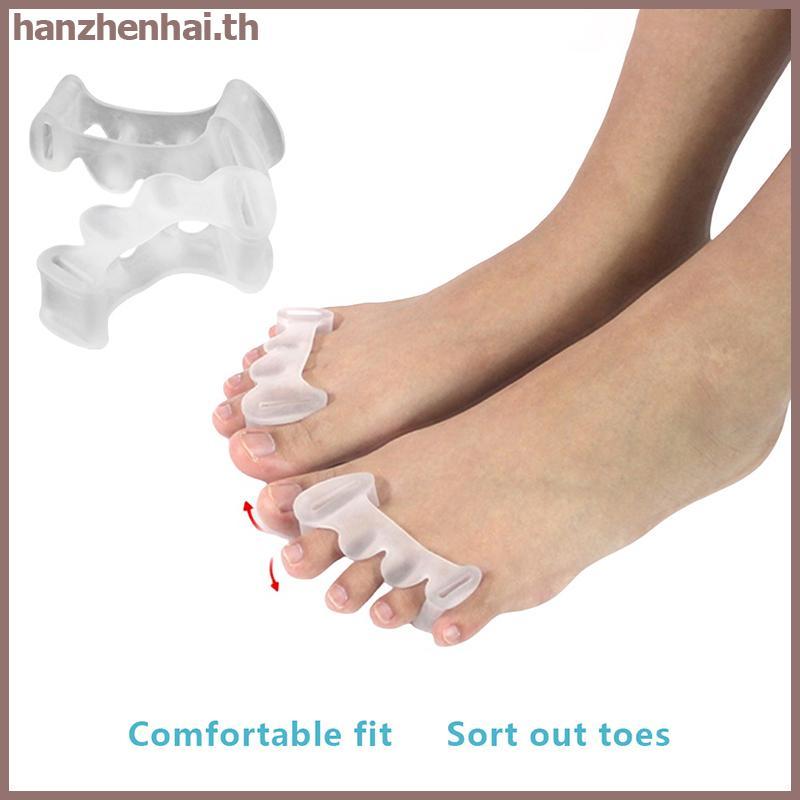 HANHAI 2 ชิ้นซิลิโคน Toe Separator สามหลุม Valgus Thumb Orthopedic Pad Overlopping ค้อนเท้า Corrector TH