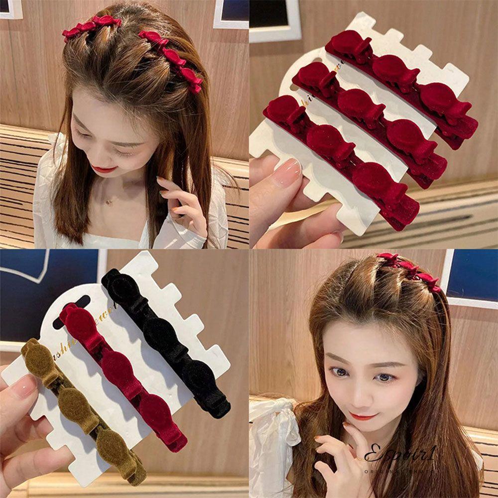 ESPOIR1 Bangs Barrettes ผู้หญิงของขวัญ Double Bangs จัดแต่งทรงผมเครื่องมือแฟชั่น Braid HairClip