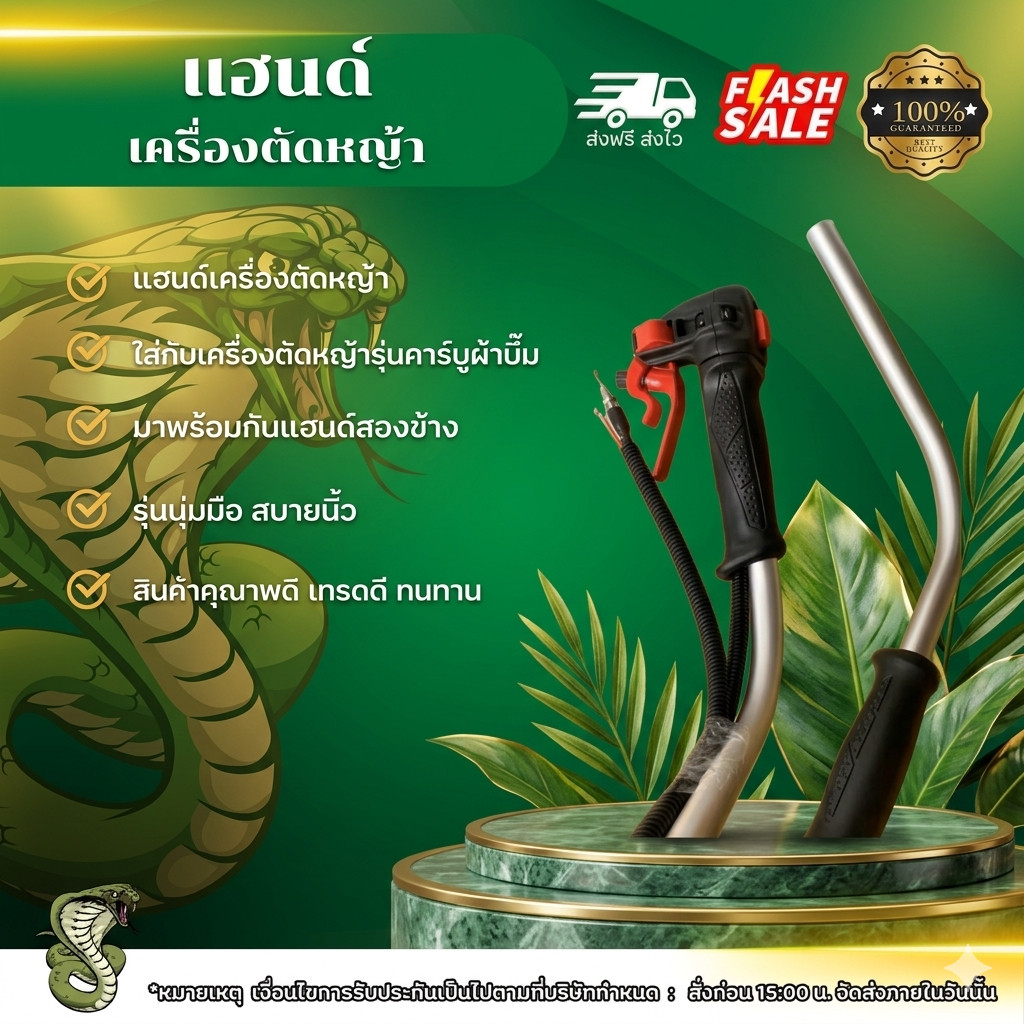 แฮนด์เครื่องตัดหญ้า รุ่นนุ่มมือสบายนิ้ว มาพร้อมกับแฮนด์สองข้าง เครื่องตัดหญ้า