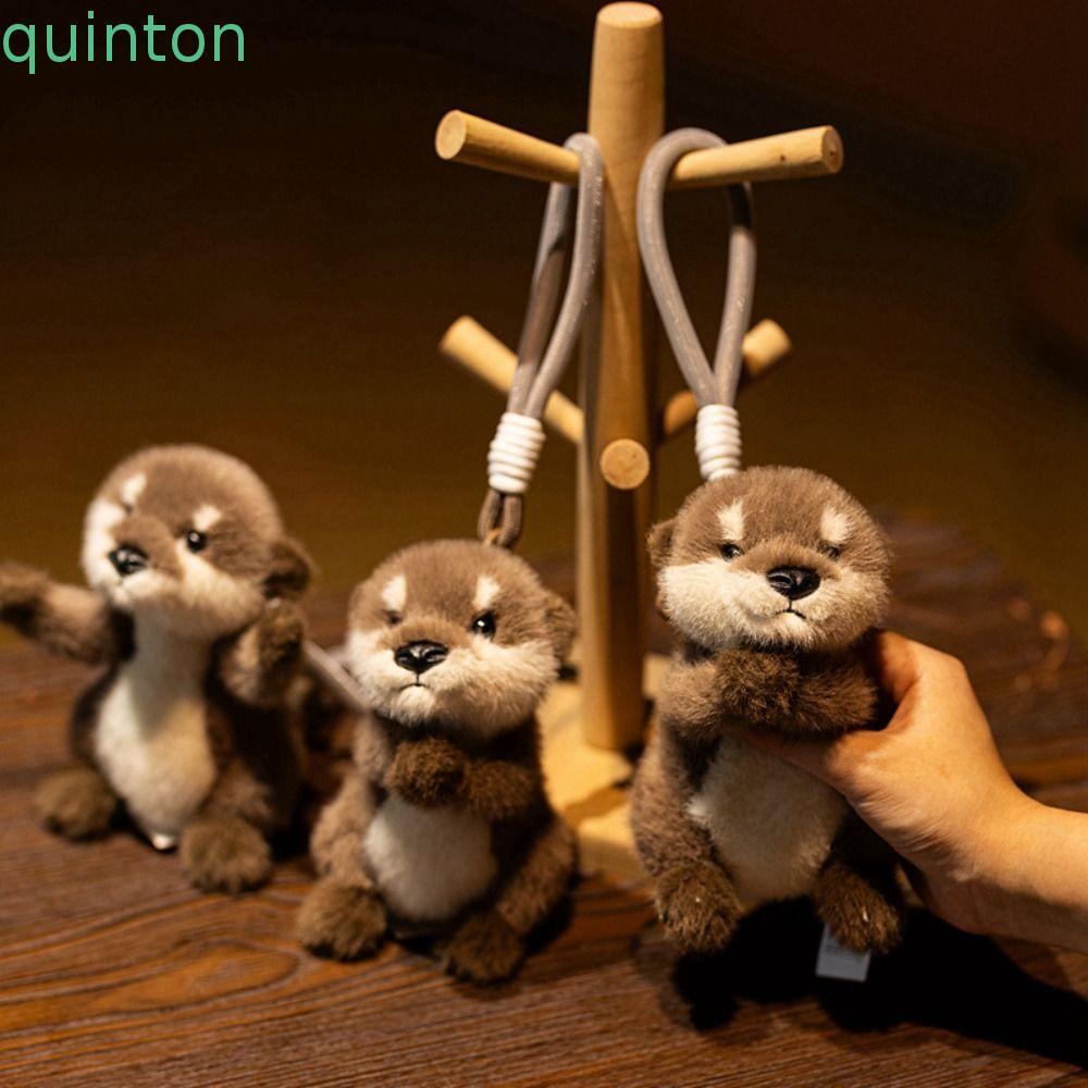 QUINTON Otter พวงกุญแจตุ๊กตา,ออกแบบน่ารัก Magnetism Otter กระเป๋าเป้สะพายหลังจี้, Plushies พวงกุญแจ 15 ซม.ดูสมจริงวัสดุนุ่ม Otter ของเล่นตุ๊กตากระเป๋าเป้สะพายหลัง Decor
