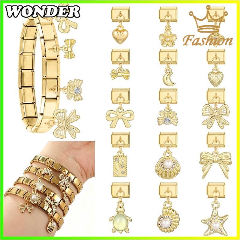 Moon ปลาดาวจี้อิตาเลี่ยน Charm สร้อยข้อมือ Fit 9 มม.สร้อยข้อมือสแตนเลสเครื่องประดับทําอุปกรณ์เสริม DIY Retro บุคลิกภาพโมดูลสร้อยข้อมือ
