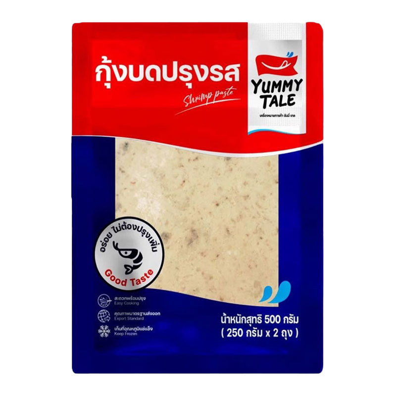 ยัมมี่เทล กุ้งบดปรุงรส แช่แข็ง 500 ก. (YUMMY TALE Frozen Shrimp Paste 500 g) โปโลแมน POLOMAN