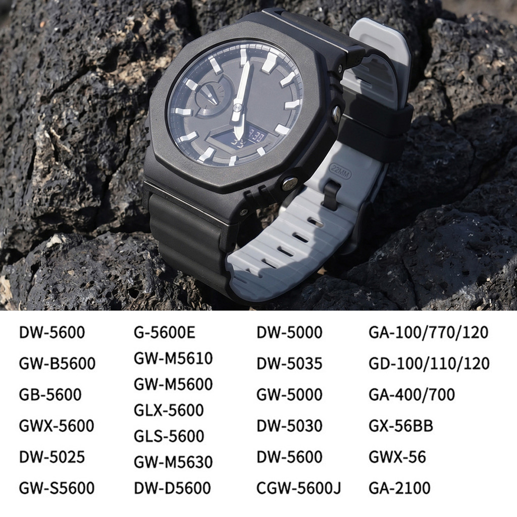 Two-tone สายซิลิโคนสําหรับ Casioak GA-2100 GA-110/100/120 GD-100 กีฬาสร้อยข้อมือสําหรับ DW5600 6900 8900 สายรัดข้อมือ Accessorie