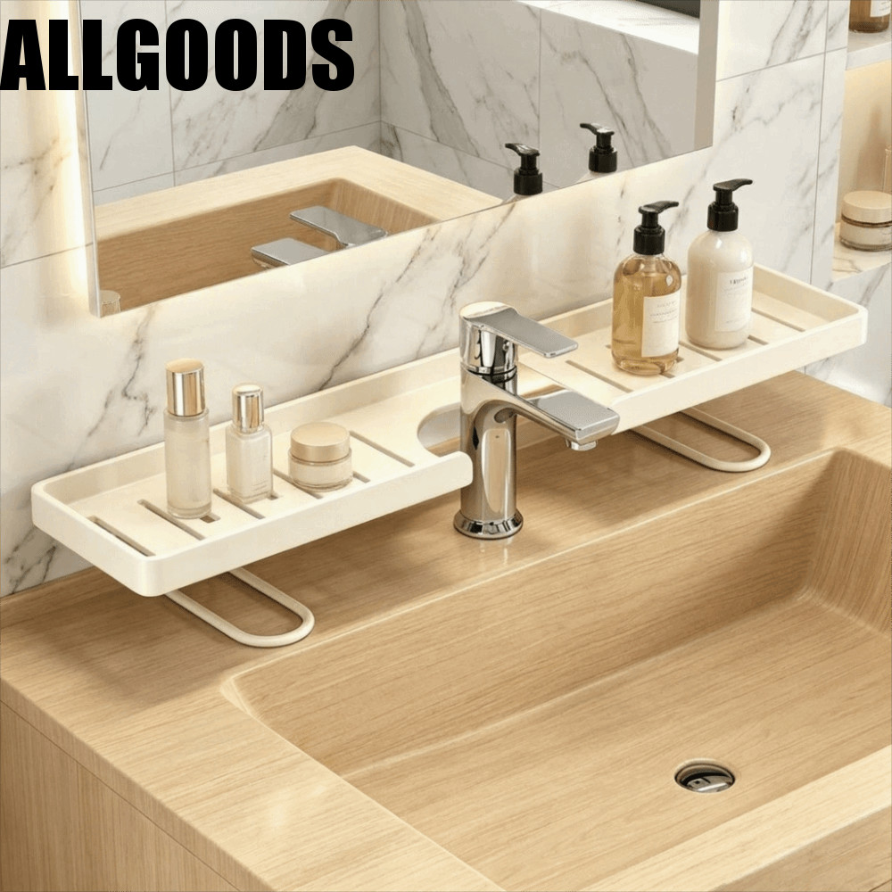 ALLGOODS ชั้นเก็บของในห้องน้ํา,ชั้นเก็บของก๊อกน้ํากันสนิมสไตล์มินิมอล,มัลติฟังก์ชั่นกันน้ําระบายน้ําประหยัดพื้นที่ที่วางอ่างล้างจานในครัวห้องอาบน้ําฝักบัว