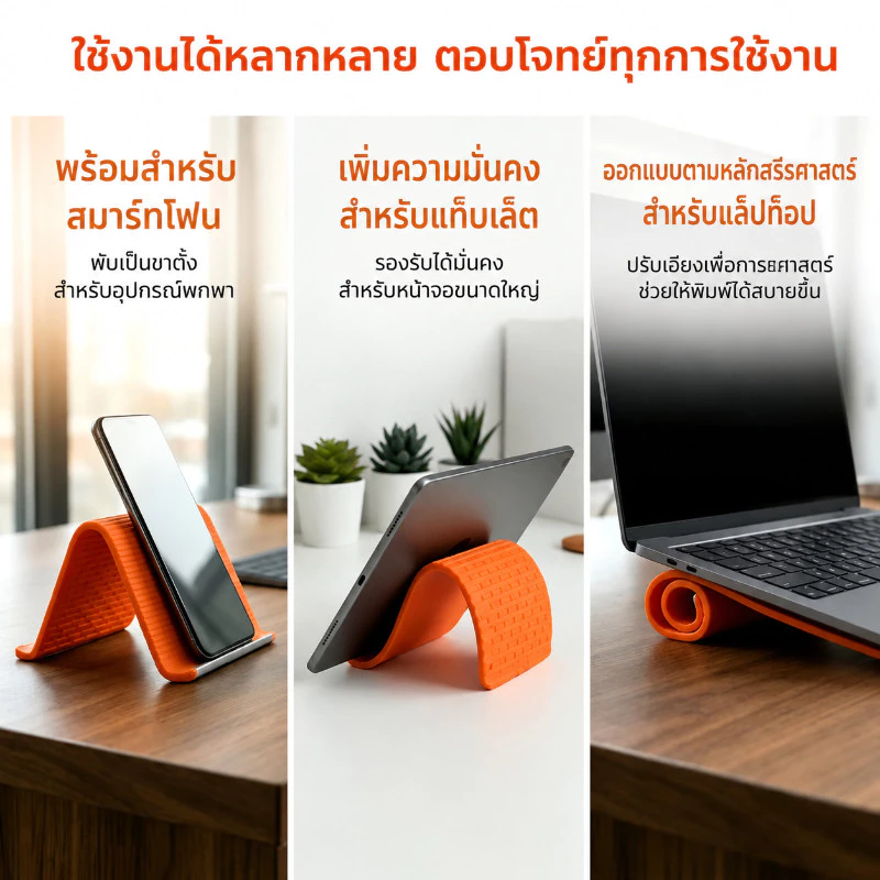ขาตั้งมือถือพับได้ ซิลิโคนปรับมุมได้ สำหรับโทรศัพท์และ iPad thumbnail 4