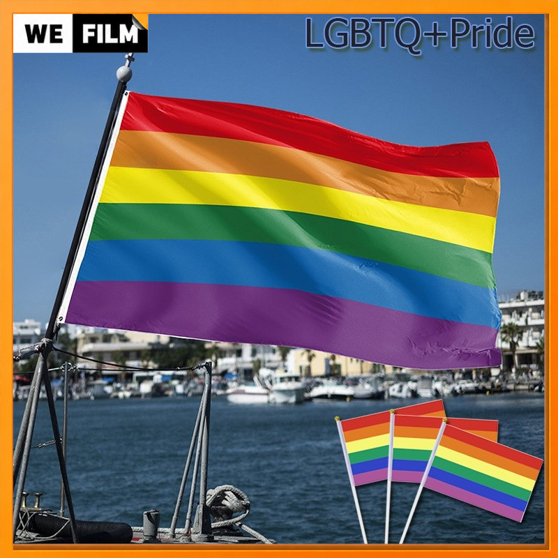[ จัดส่ง TH]🏳️‍🌈ธงสีรุ้ง ธงมือถือ LGBT Flag ธงสายรุ้ง ธง ธงหลากสี ก้านพลาสติก LGBT PRIDE Rainbow 90x150cm