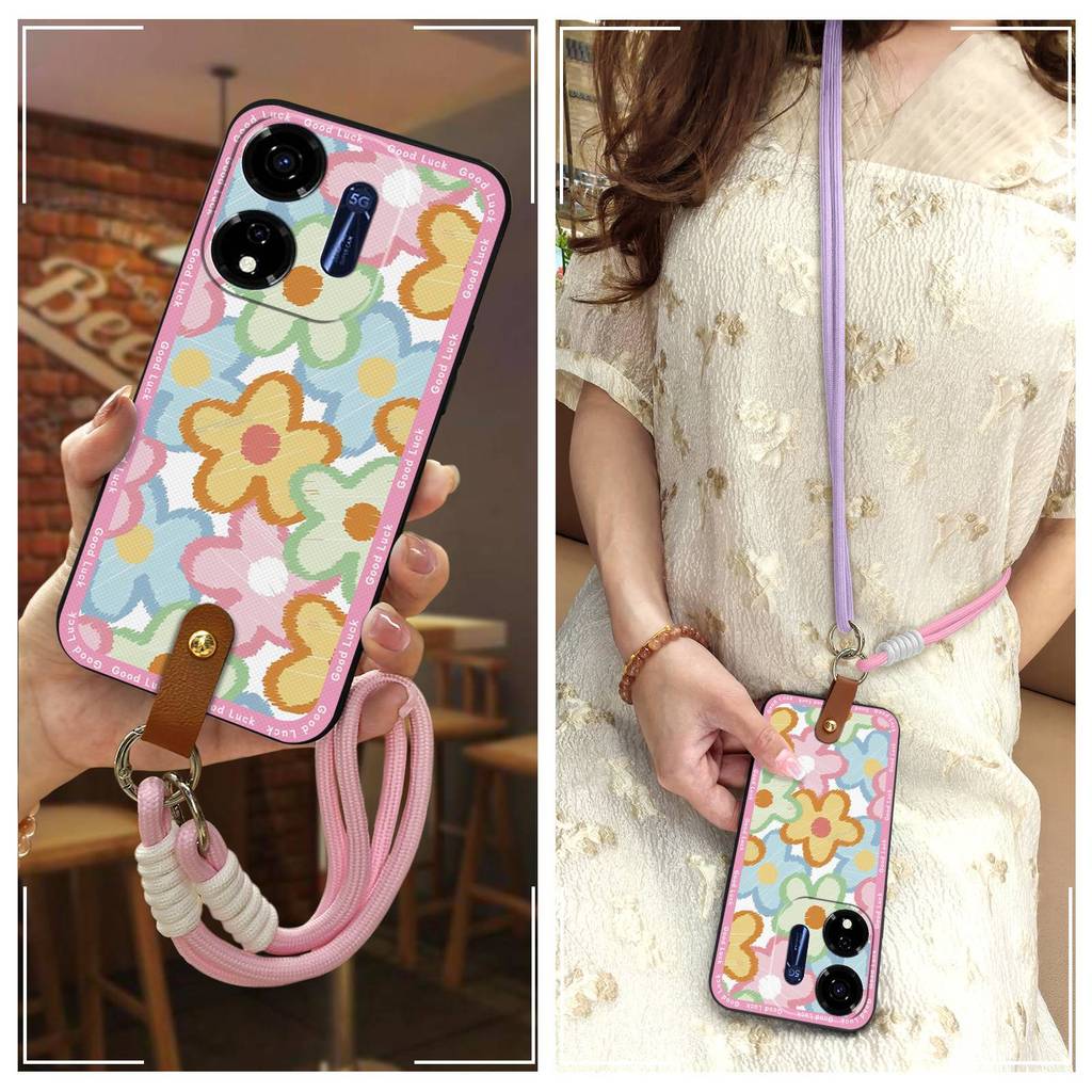 Full wrap เคสโทรศัพท์กันกระแทกสําหรับItel P55/Power55/P661N Crossbodyซิลิโคนปกหลังน่ารักนุ่มออกแบบแฟ