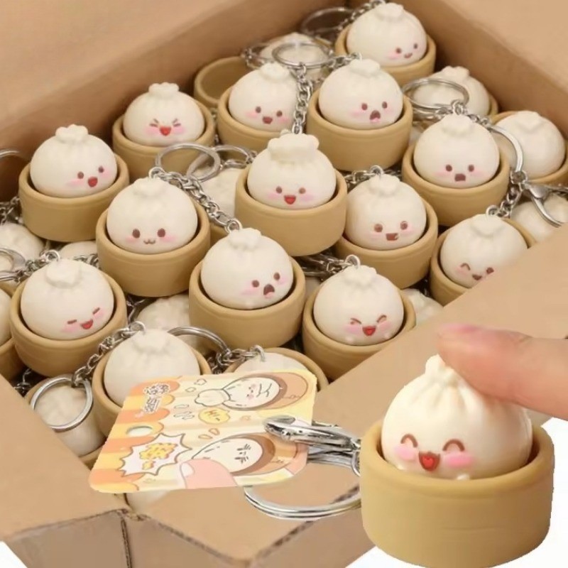 น่ารัก Dumpling Fidget Clicker พวงกุญแจความเครียดบรรเทา Pop คลิกของเล่นมินิโต๊ะของเล่นความวิตกกังวลบรรเทาพวงกุญแจแบบพกพา