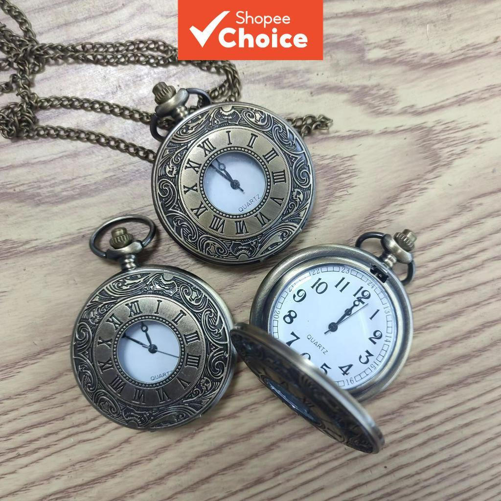 นาฬิกาพ็อกเก็ตดีไซน์ขนาดคู่ตัวเลขโรมันวินเทจ Timeless Elegance