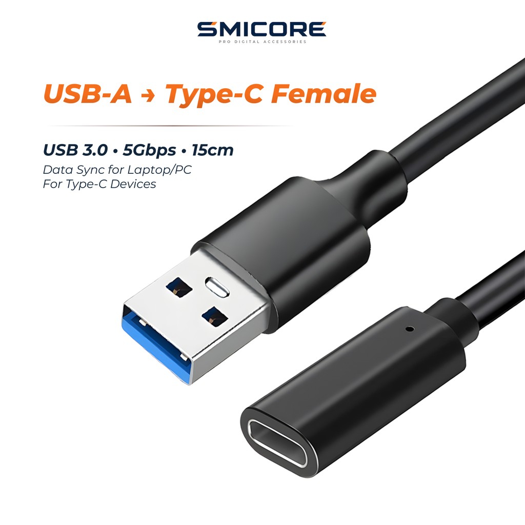 Type-C Female to USB 3.0 Male สายต่อขยาย 15ซม โอนข้อมูล 5Gbps อะแดปเตอร์ ใช้กับ มือถือ HDD โน้ตบุ๊ก