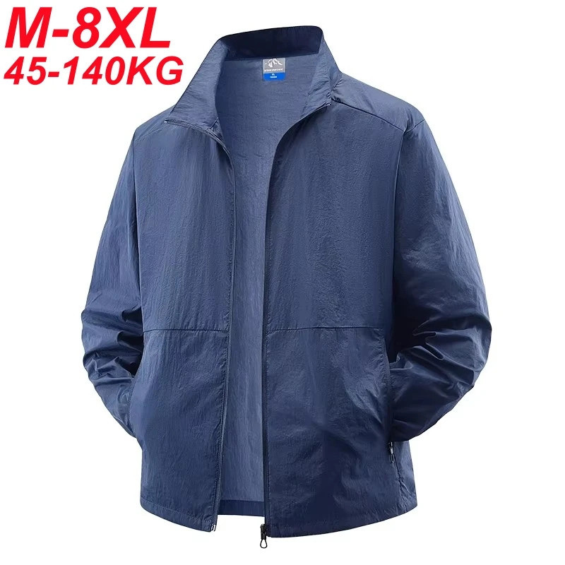 UPF50 + UV Protection Skin Coats ผู้ชาย Plus ขนาด 8XL 7XL 6XL ฤดูร้อน Windbreaker น้ําหนักเบากระจกสะท้อนแสง UV Blocking Jacket