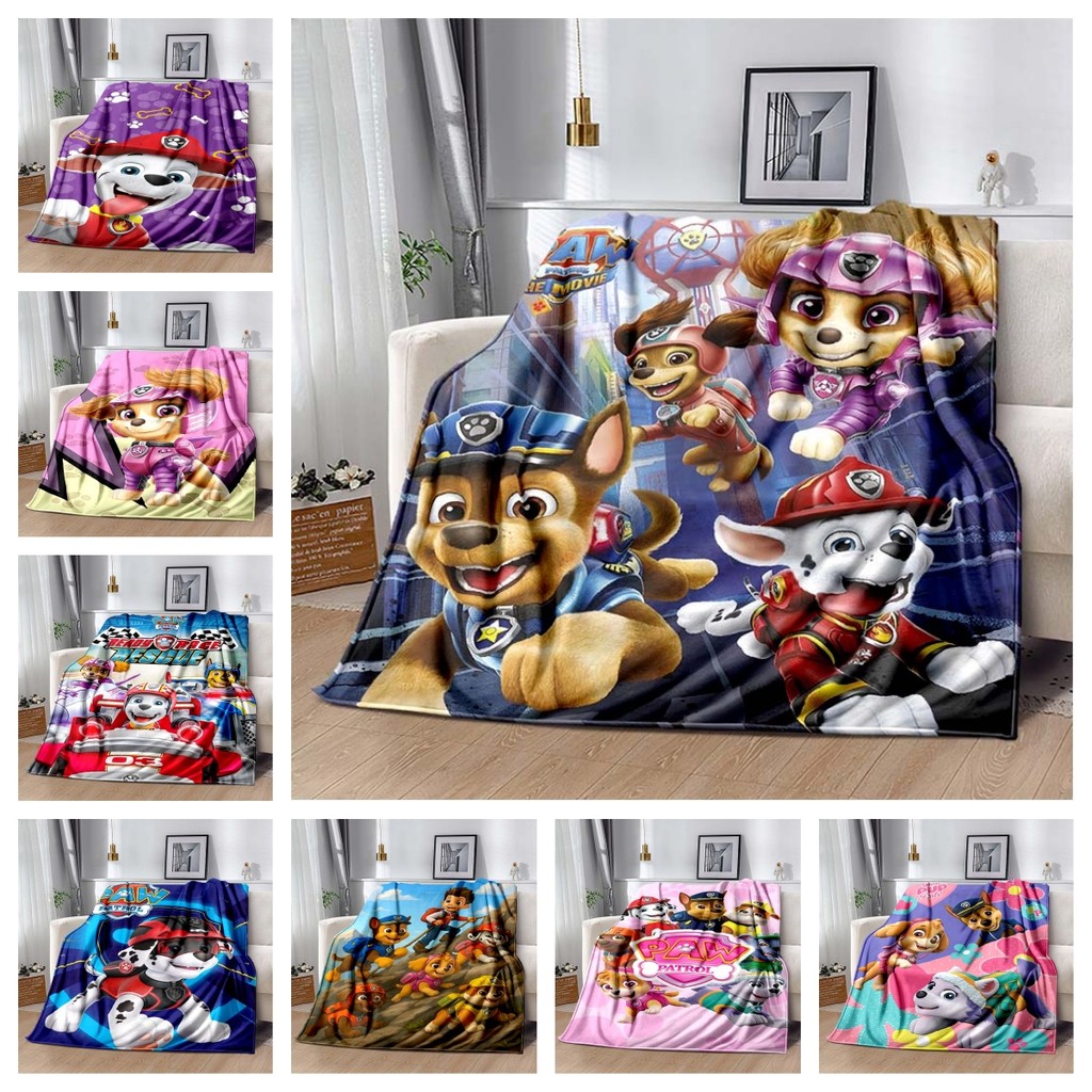 พิมพ์ความละเอียดสูง PAW Patrol Flannel ผ้าห่ม Premium ขนแกะนุ่ม Fluffy ทุกสภาพอากาศ Kids Travel Airc