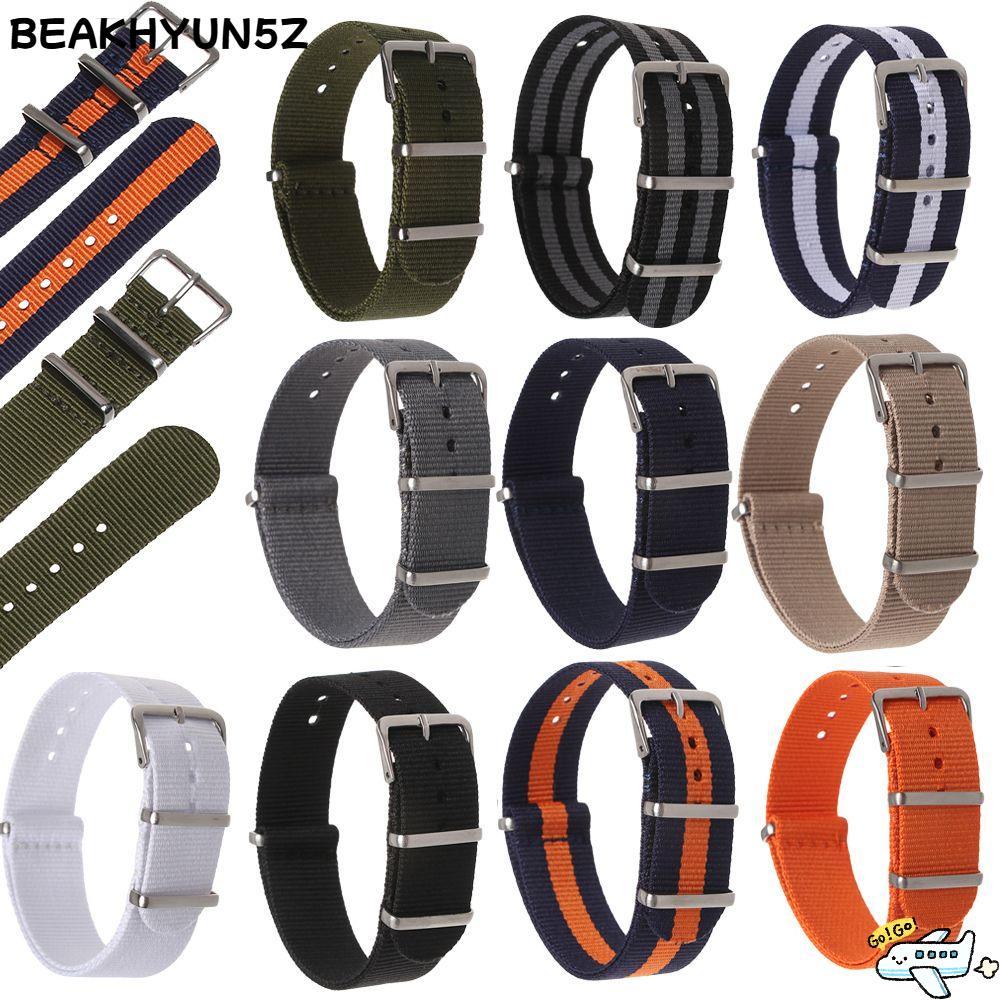 BEAKHYUN5Z 18 20 22 mm Nylon Weaving Bracelet Universal Sport Adjustable Loop Watchband
