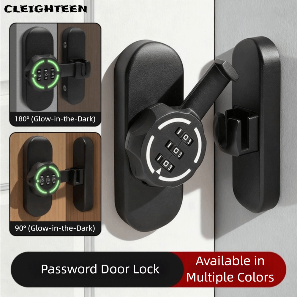 CLEIGHTEEN ล็อครหัสผ่าน, ป้ายส่องสว่าง 90/180 องศารหัสล็อค, ติดตั้งแบบเจาะฟรี High-Security Mechanical รหัสผ่านโลหะผสมสังกะสีสลักเกลียวประตูประตูห้องน้ํา