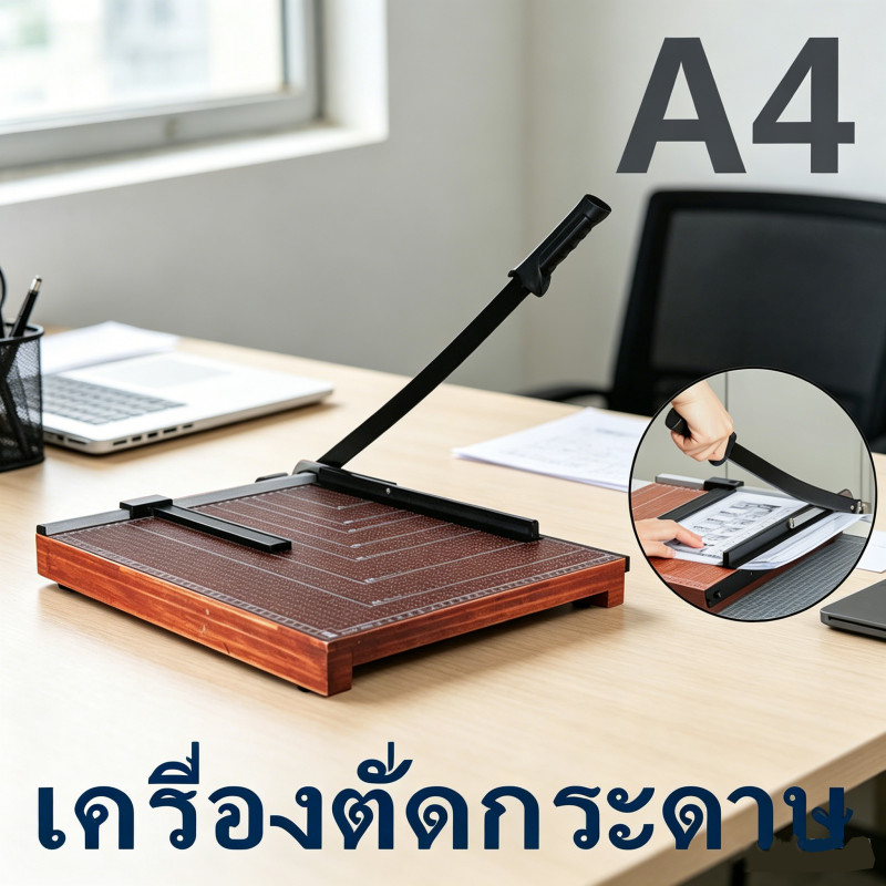 แท่นตัดกระดาษ A4 ฐานไม้ มีดตัดกระดาษ อุปกรณ์สำนักงานโรงเรียนตัดเอกสาร