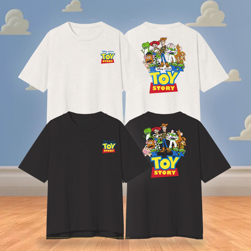 เสื้อยืดพิมพ์ลายโลโก้ Toy Story และตัวการ์ตูนตัวละครทั้งหมด สไตล์คู่รัก เหมาะสำหรับใส่ในชีวิตประจำวัน มีไซส์ S-5XL