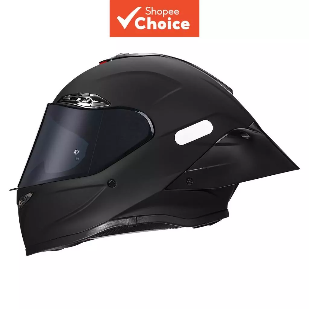หมวกกันน็อคแบบเต็มหน้าสีดําด้าน DOT Certified Aerodynamic Double Tail Wing