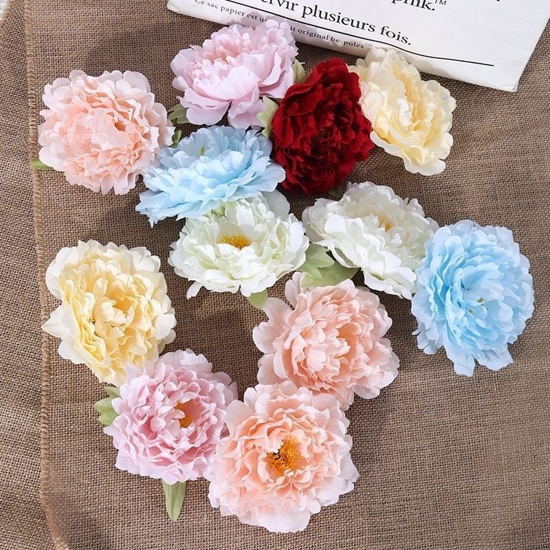ดอกโบตั๋นประดิษฐ์ ดอกเดี่ยวก้านสั้น 8 สีให้เลือก สำหรับตกแต่ง หลากหลายสี ดอกไม้งานแต่งงาน