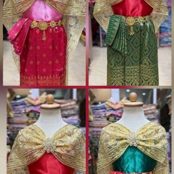 ชุดไทยเด็กหญิง ชุดนางในวรรณคดี ชุดนางยักษ์ สวยงาม ได้3ชิ้น(สไบนอก+สไบนอก+ผ้าถุง)(ราคาไม่รวมเครื่องประดับ)