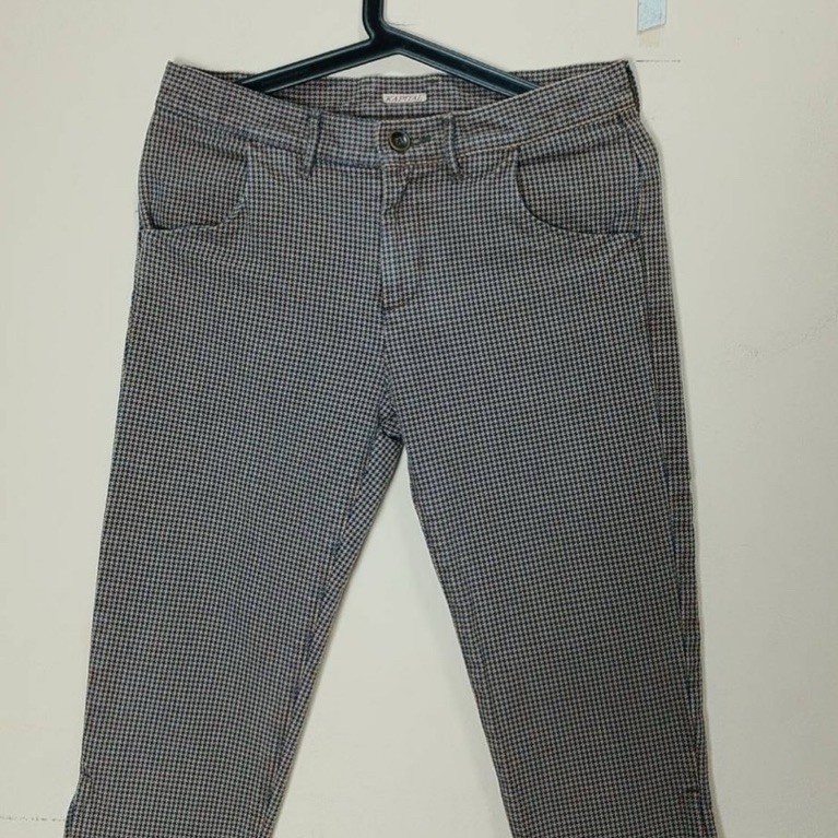 Kapital กางเกง 4 ส่วน ลาย Houndstooth สีน้ำเงิน-เบจ