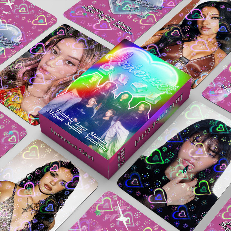 KATSEYE Heart Holographic Photocard Set 60PCS การ์ด LOMO คอลเลกชันพัดลมKpop