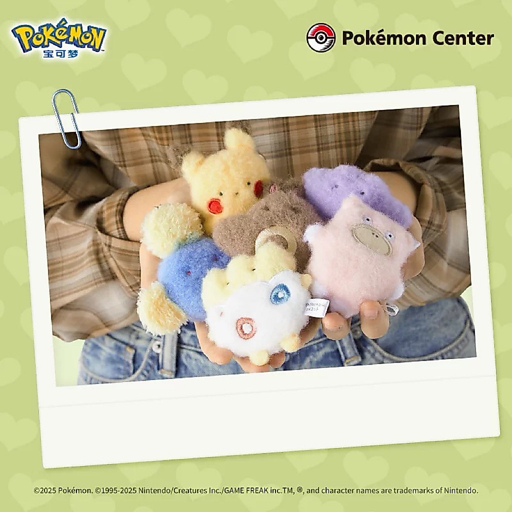 Pokémon Center Original : Pokemon Fluffy palm-sized mascot plush toy พวงกุญแจ โปเกมอน ลิขสิทธิ์แท้💯