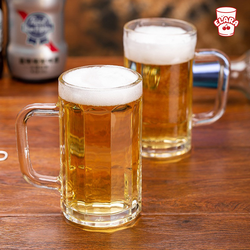แก้วเบียร์หูจับหนา 2รุ่น 320/390ml แก้วนม/น้ำผลไม้/เบียร์ คริสตัลไร้สารตะกั่วใช้ในบ้าน ปาร์ตี้ พร้อมส่ง