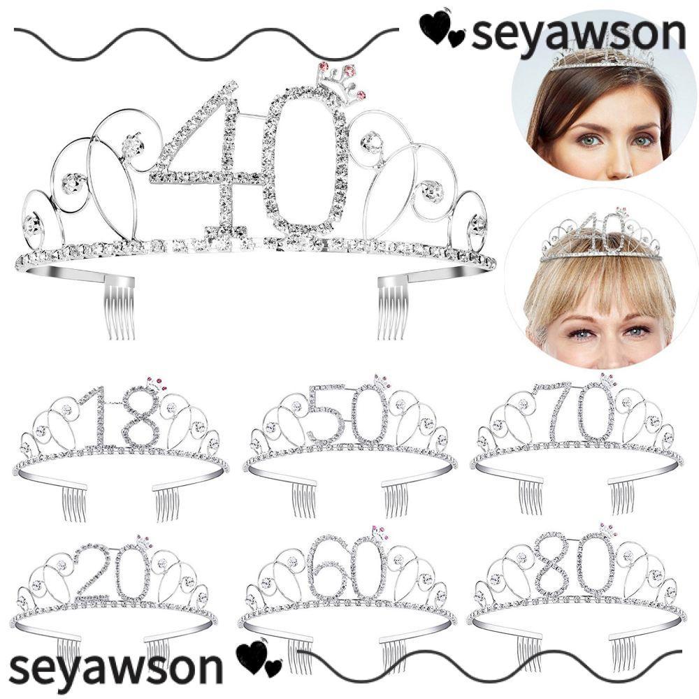 SEYAWSON Crown Headband 16/18/40/50/60/70/80/100th Anniversary Romantic Mom Favor Gift