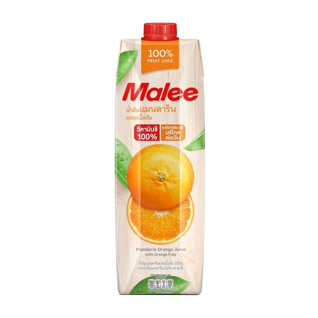 มาลี น้ำส้มแมนดารินผสมเนื้อส้ม Malee Mandarin Orange Juice with Pulp 1ltr.
