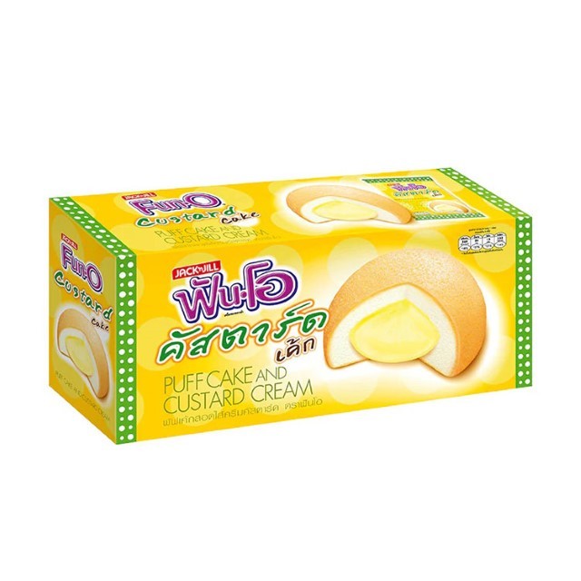 ฟันโอ พัฟเค้กครีมคัสตาร์ด Fun-O Puff Cake and Custard Cream 90g.