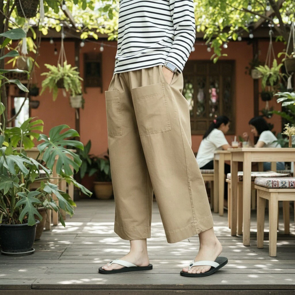 🔥PODIBEA ซื้อ 2 ตัวลด 5% ทั้งร้าน MORI All-Day Cropped Pants กางเกงขากระบอกสไตล์ญี่ปุ่น ใส่ได้ทั้งวัน ผ้านุ่มระบายอากาศ